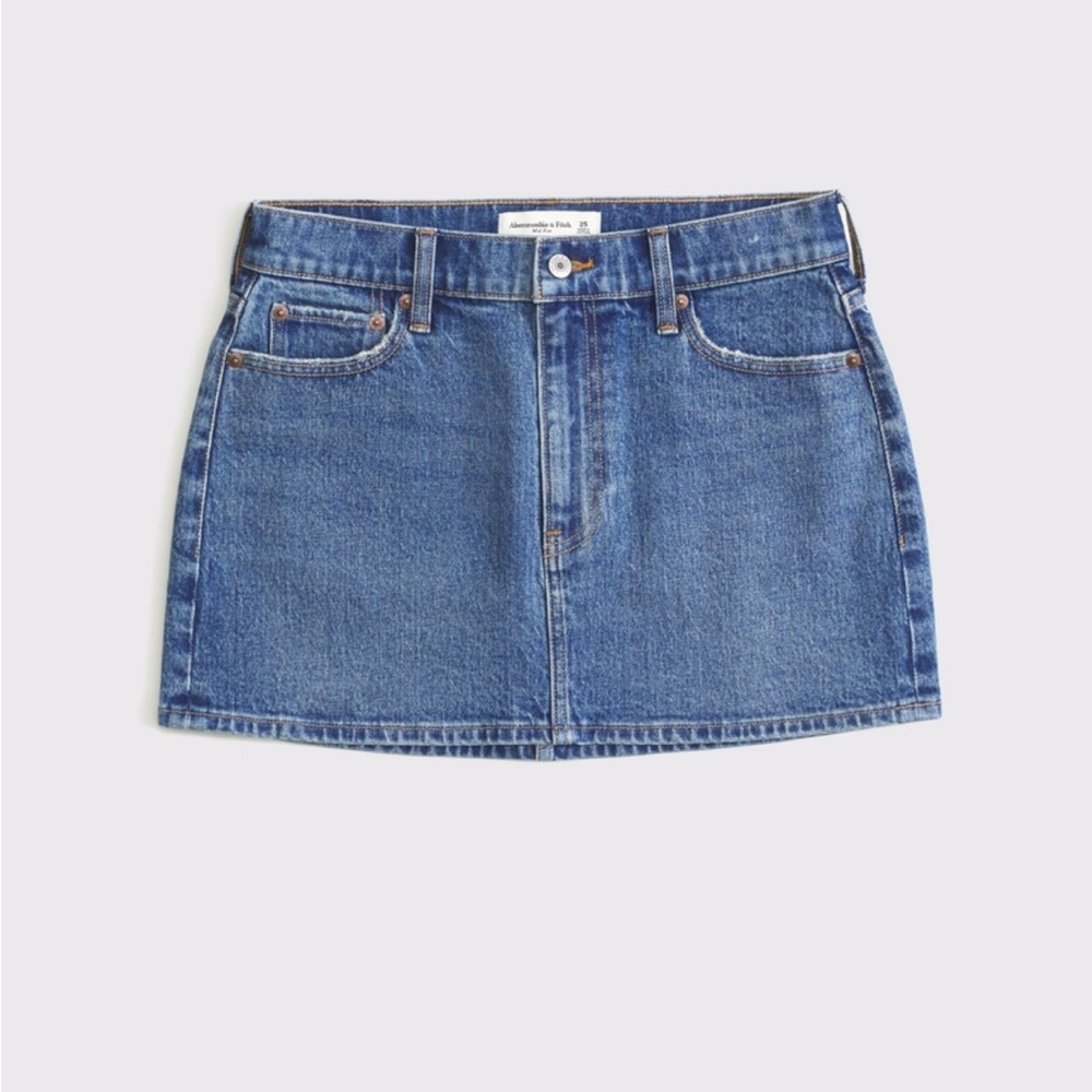 Mid Rise Denim Mini Skirt